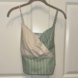 Anthropologie Green and Cream Striped Camisole
